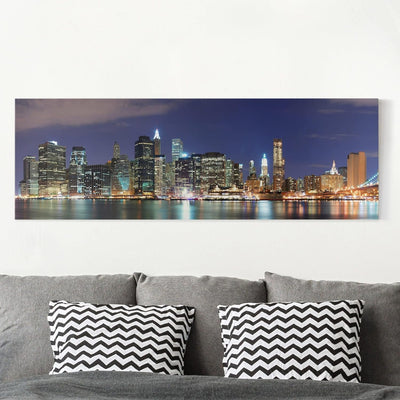 Bilderwelten Leinwandbild - Manhattan in New York City - Panorama Quer, 30cm x 90cm, 30cm x 90cm