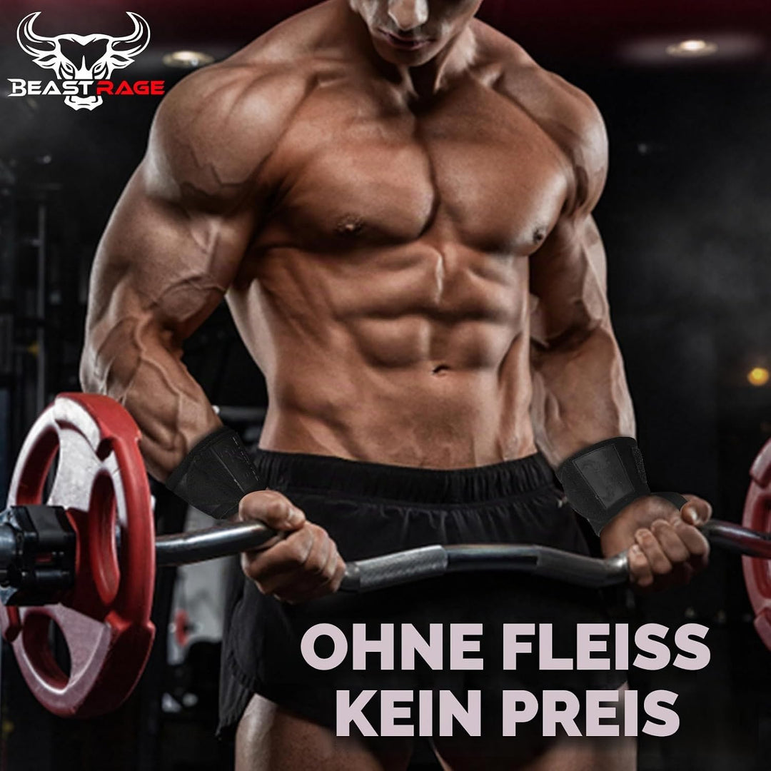BEAST RAGE Zughilfen für Krafttraining (Fitness Straps) Kreuzheben Gurte Frauen Männer (Gepolstert)