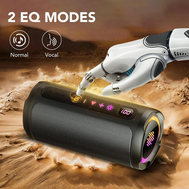 aowoka Bluetooth Lautsprecher mit Licht, 20W tragbare Musikbox, verbesserter Bass, LED-Anzeige, 20 S