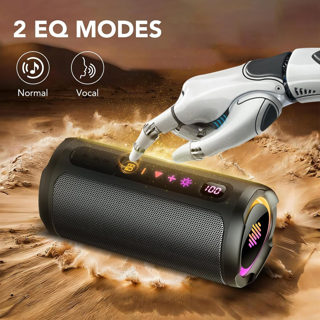 aowoka Bluetooth Lautsprecher mit Licht, 20W tragbare Musikbox, verbesserter Bass, LED-Anzeige, 20 S