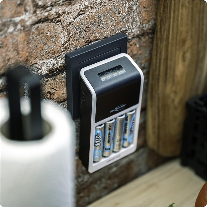 ANSMANN Comfort Plus Akkuladegerät + 4× AA 2800mAh Akkus- kompatibel für 1-4 NiMH Akkus Micro AAA/Mi