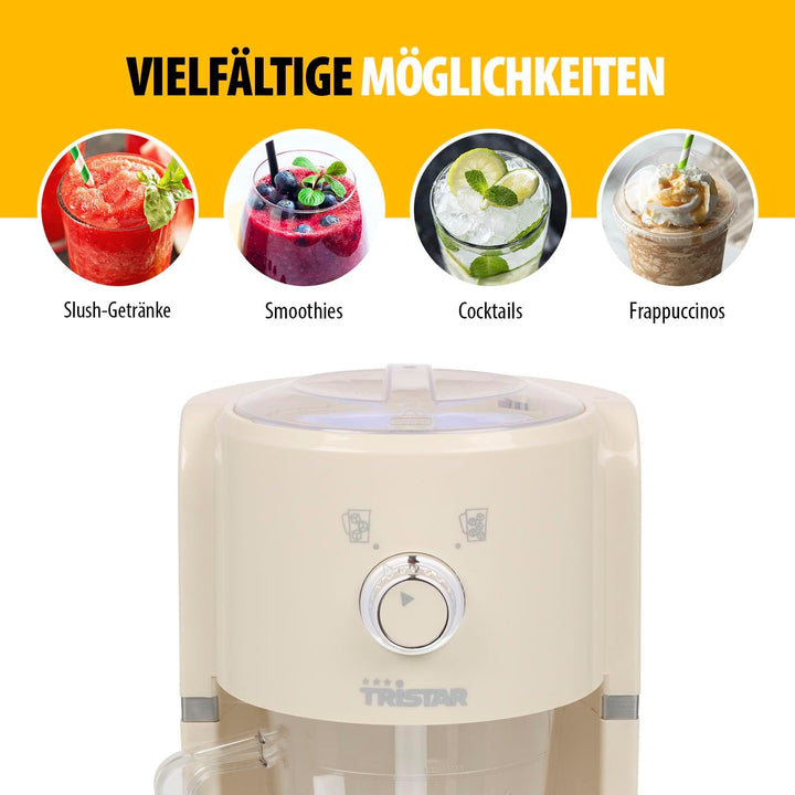 Tristar Slush-Maschine - 2 Grössen Crushed Ice - 250 g pro Minute - 1,1 L Kanne - 600 ml Eisfach - K