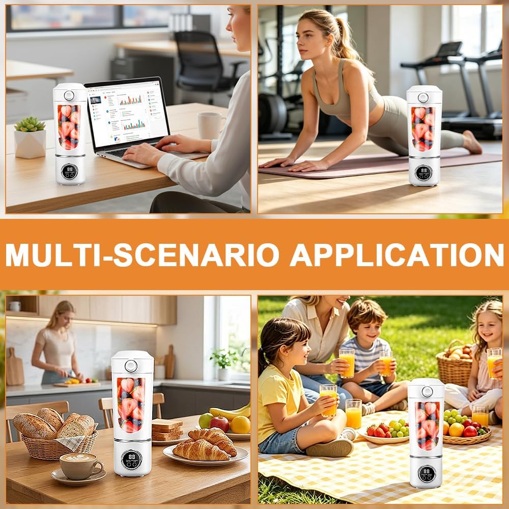 Mineup 700 Ml Tragbarer Mixer, Smoothie Maker To Go Mit LED Display, Portable Blender Mit 12-Klingen