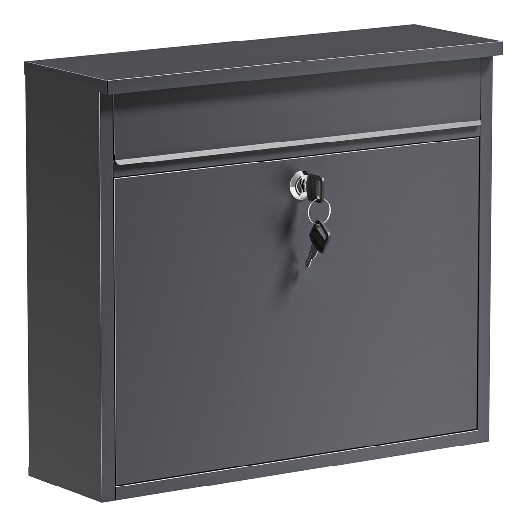 Wiltec Briefkasten V13 Anthrazit 360 x 105 x 315 mm, Wandbriefkasten mit Schloss und Klappe, Postkas