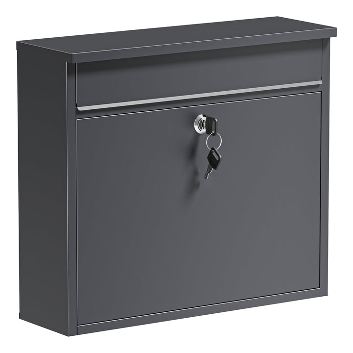 Wiltec Briefkasten V13 Anthrazit 360 x 105 x 315 mm, Wandbriefkasten mit Schloss und Klappe, Postkas