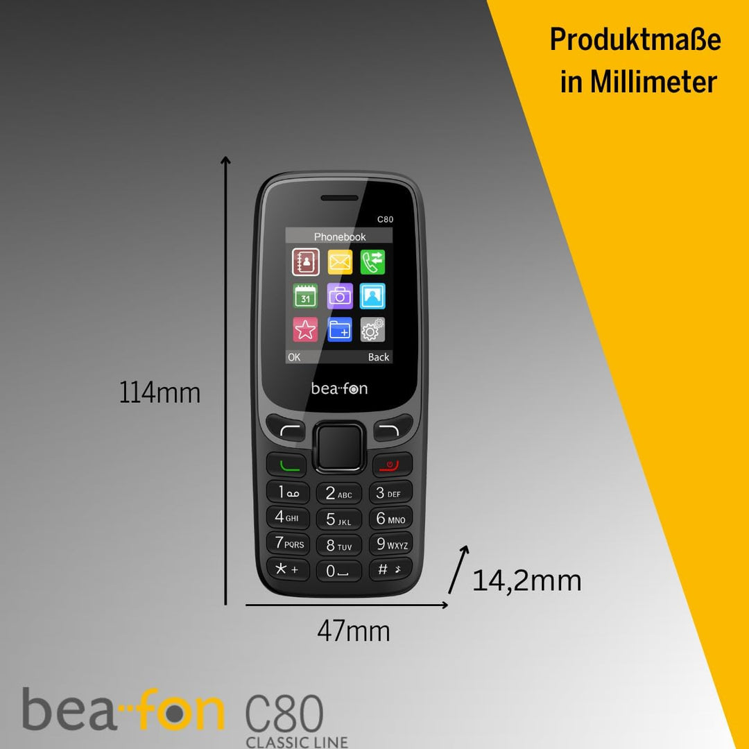 Beafon, C80, Classic Line, Tastenhandy, Farbdisplay TFT 1,77"(4,49cm), beleuchtete Tasten, Freisprec