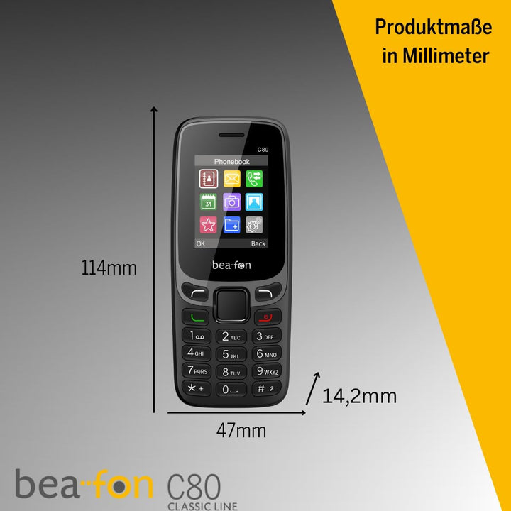 Beafon, C80, Classic Line, Tastenhandy, Farbdisplay TFT 1,77"(4,49cm), beleuchtete Tasten, Freisprec