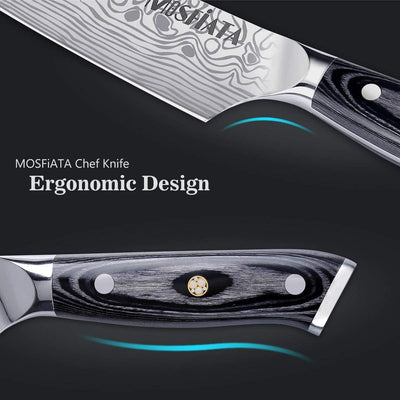 MOSFiATA Kochmesser, Küchenmesser Fleischmesser Profi Chefmesser 20CM Allzweckmesser aus EN.4116 Deu