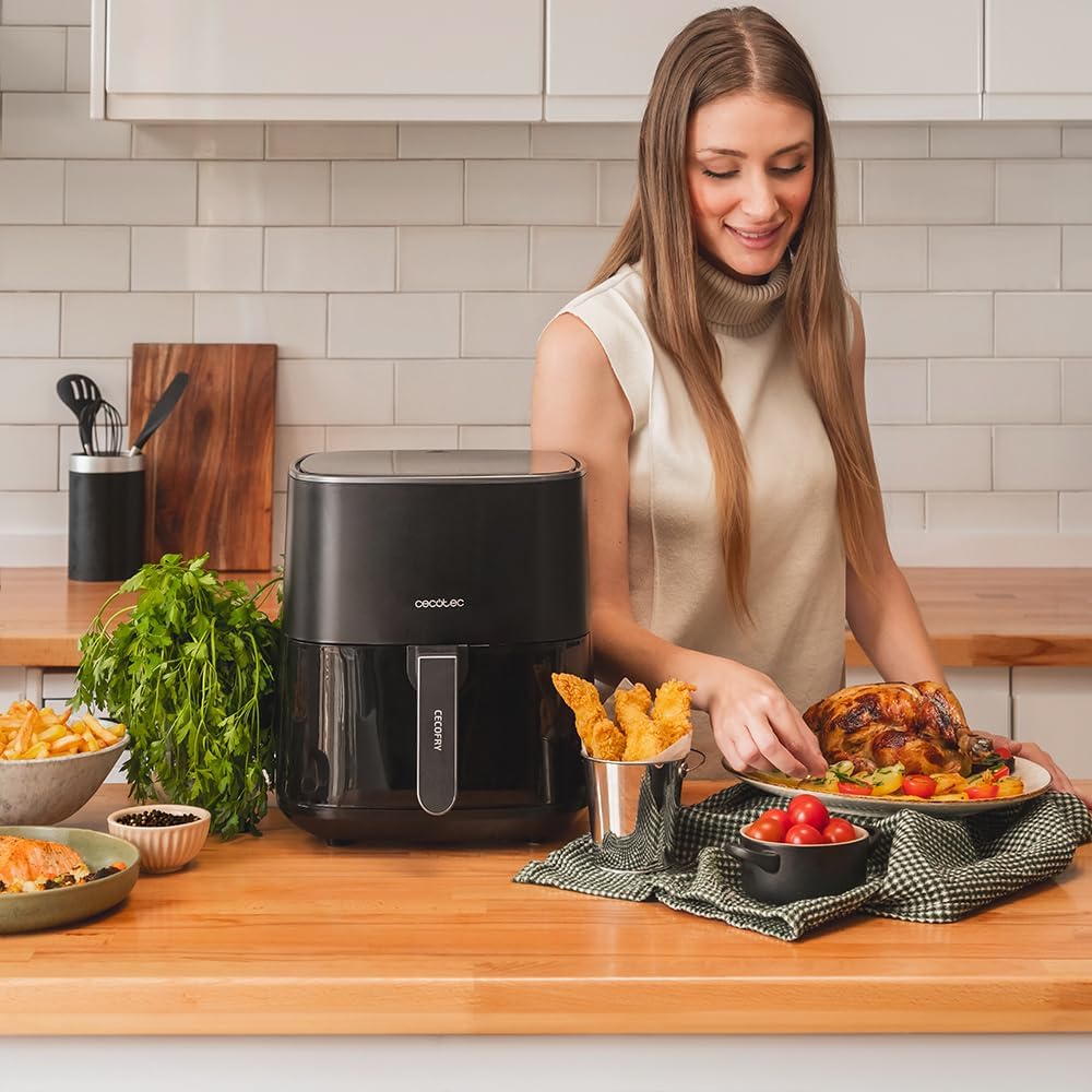 Cecotec Heissluftfritteuse ohne Öl 5,5L Cecofry Fantastik 5500. 1500W, PerfectCook-Technologie, 9 Ko