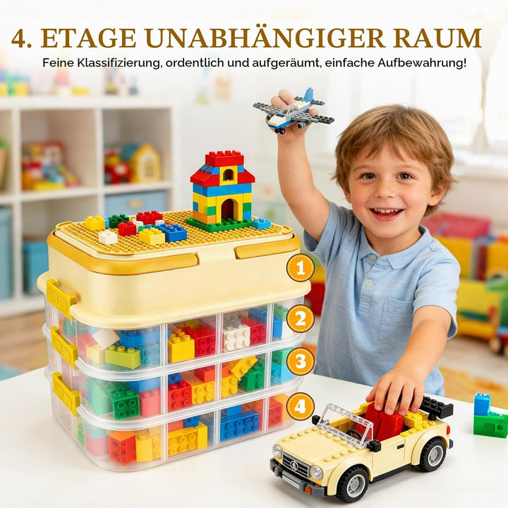 Legosteine Aufbewahrungsboxen,Legosteine Sortierbox,4 Stufen Hohe Kapazität,Mit Trennbarer Partition