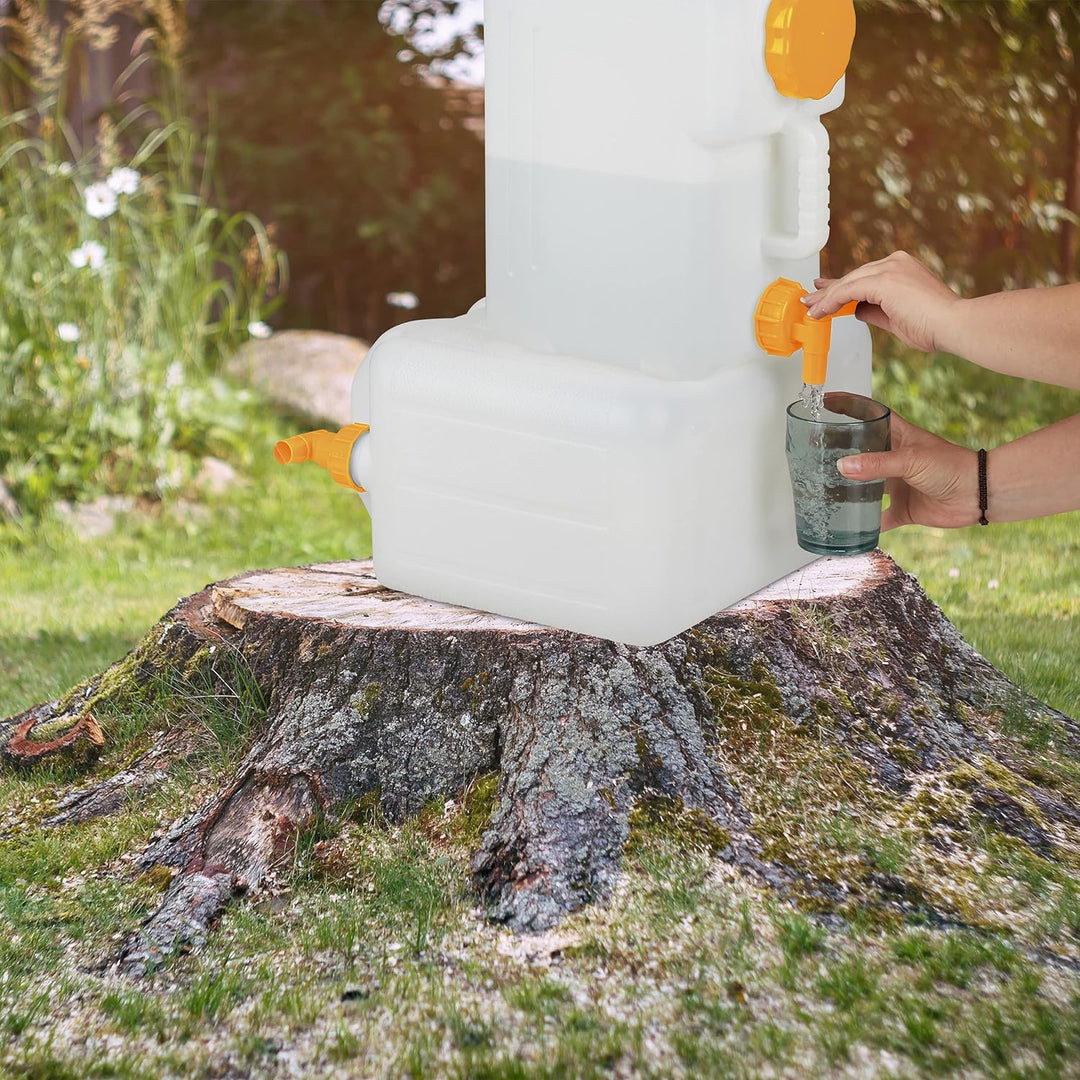 Relaxdays Wasserkanister mit Hahn, 25 Liter, Kunststoff bpa-frei, Weithals Deckel, Griff, Camping Ka