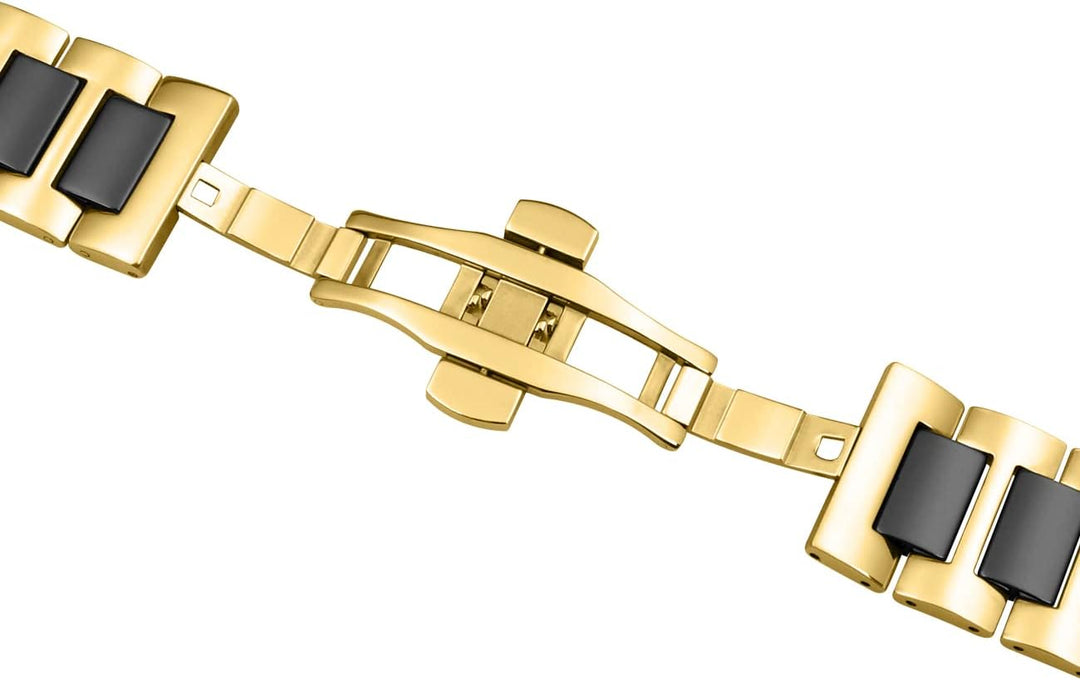 YISIWERA 38mm 40mm 41mm Armband Kompatibel für Apple Watch Schwarz Keramik Gold Metall Armband 49mm