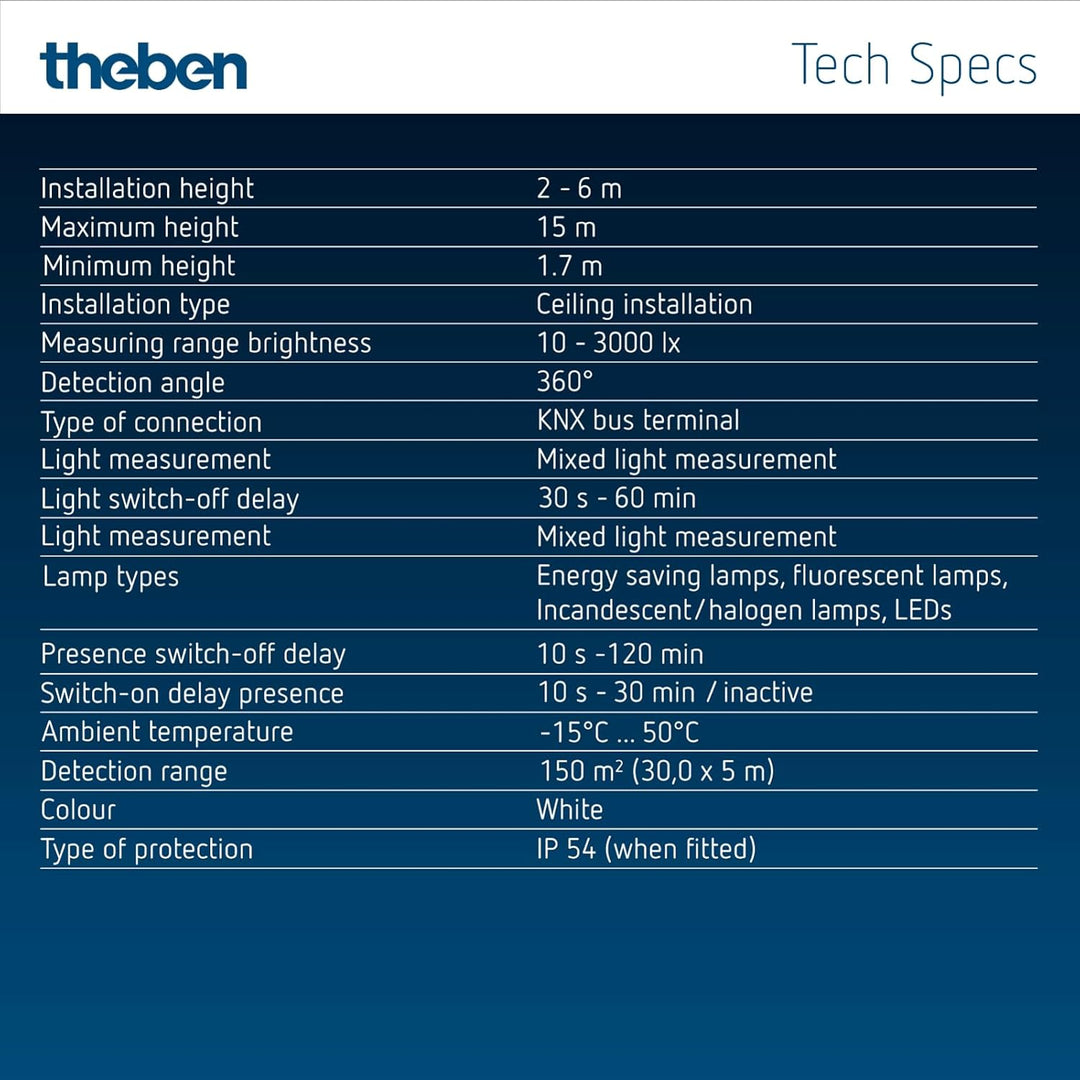 Theben 2019300 thePassa P360 KNX UP WH - KNX - Präsenzmelder Passiv-Infrarot - PIR - 360°, THEPASSA