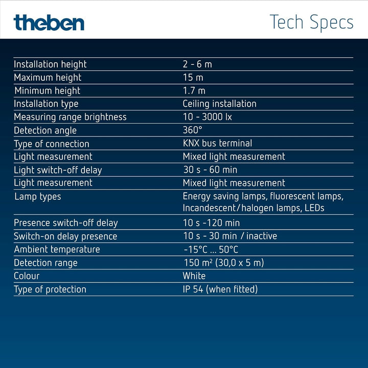 Theben 2019300 thePassa P360 KNX UP WH - KNX - Präsenzmelder Passiv-Infrarot - PIR - 360°, THEPASSA