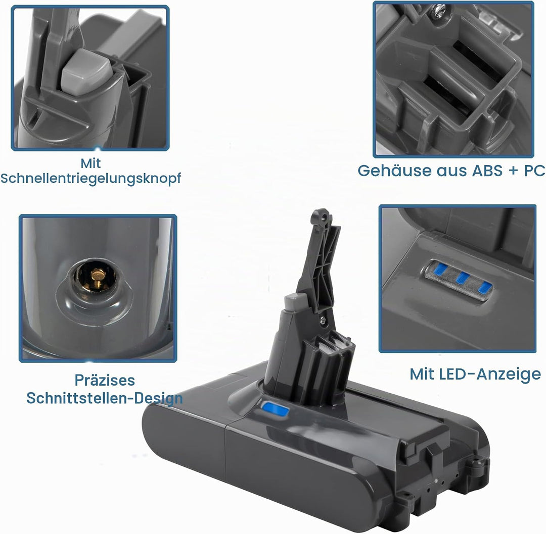 VOLT1799 V8 Akku 21,6V 4000mAh Li-ion Ersatzakku für Dyson V8 SV10 akku,Kompatibel mit Dyson V8 Abso