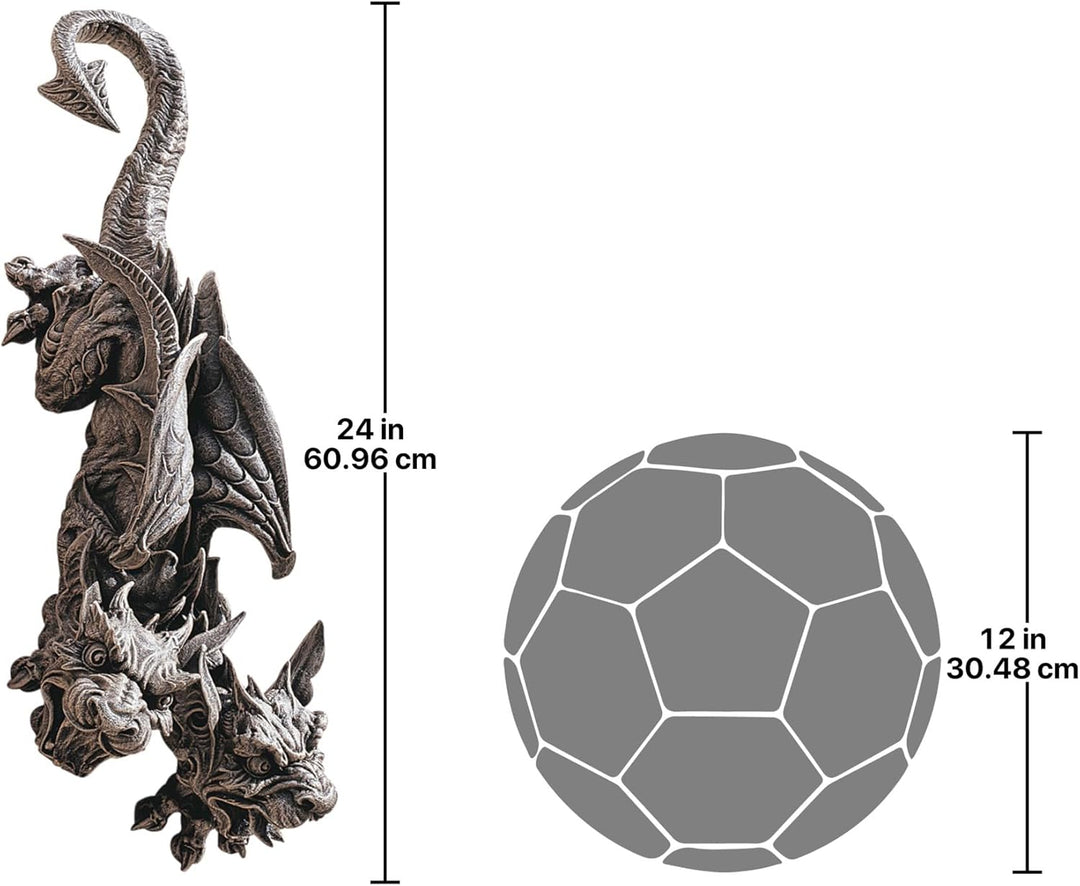 Design Toscano Hängender Drachen-Gargoyle mit Doppelkopf, Figur Single, Single