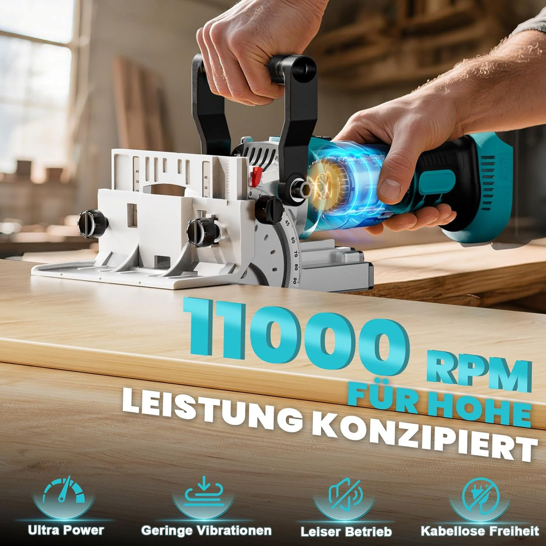 LIVOWALNY Flachdübelfräse Kompatibel Mit Makita 18V : Akku-Nutfräse Mit Staubbeutel & flachdübel für
