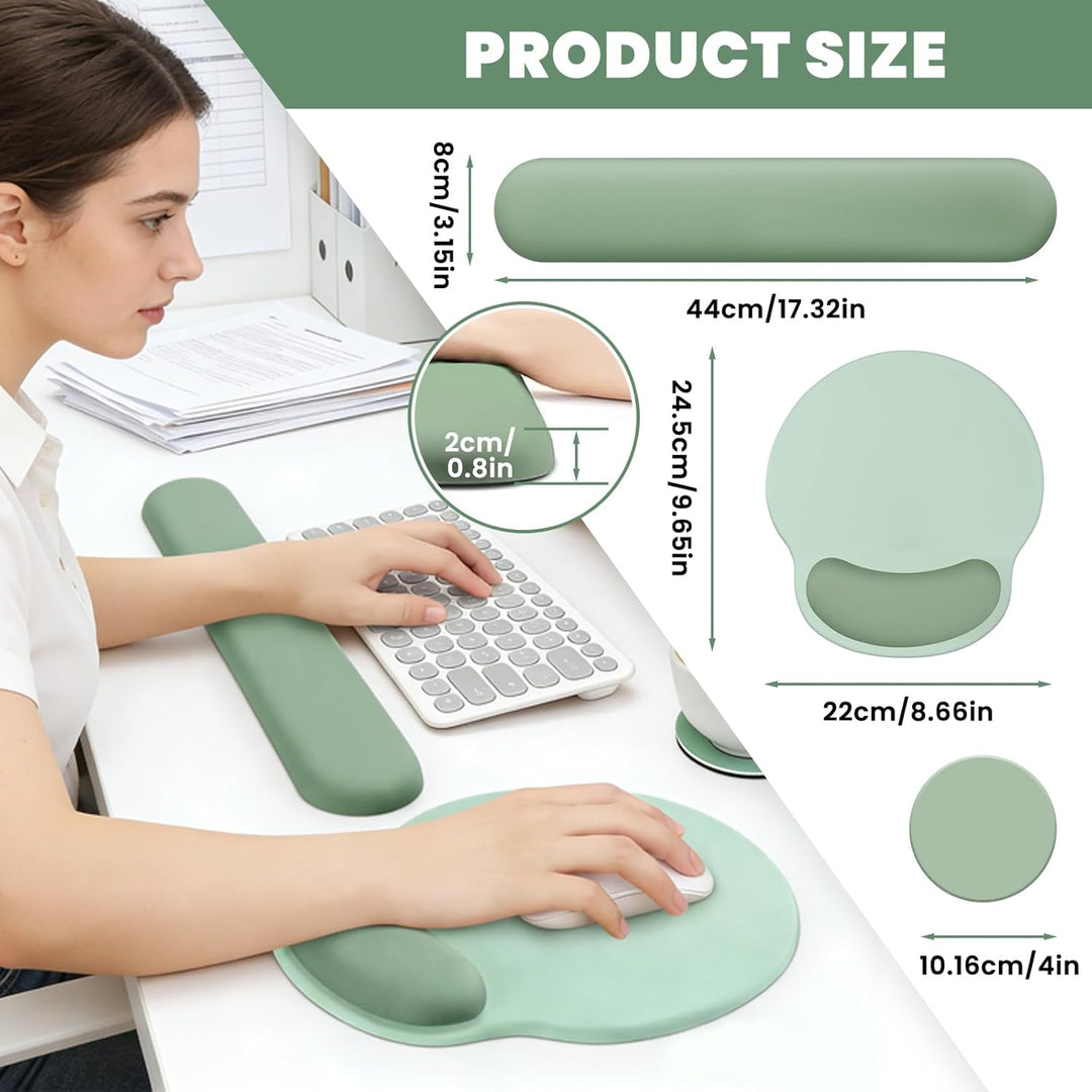 3-in-1 Mauspad und Handballenauflage Set, Ergonomisches Mauspad mit Handauflage, Memory-Schaum, ruts