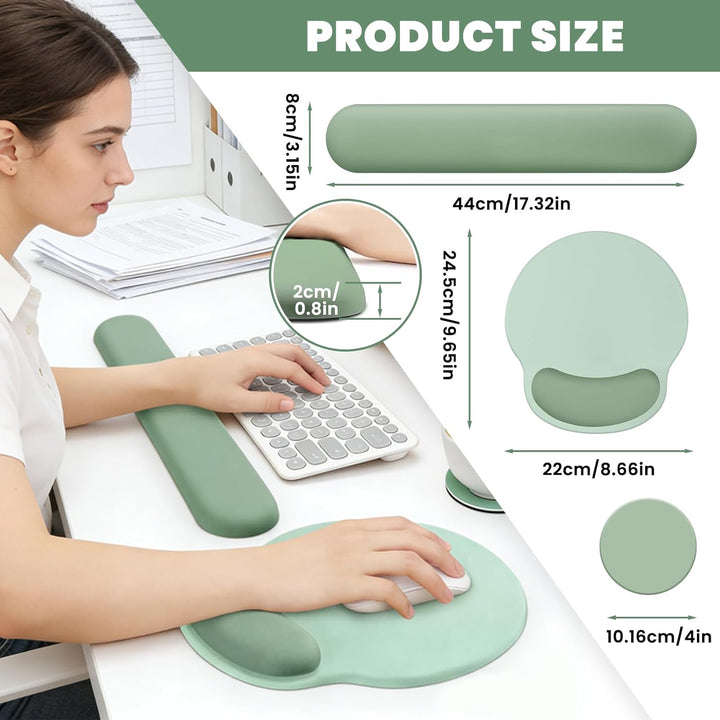 3-in-1 Mauspad und Handballenauflage Set, Ergonomisches Mauspad mit Handauflage, Memory-Schaum, ruts