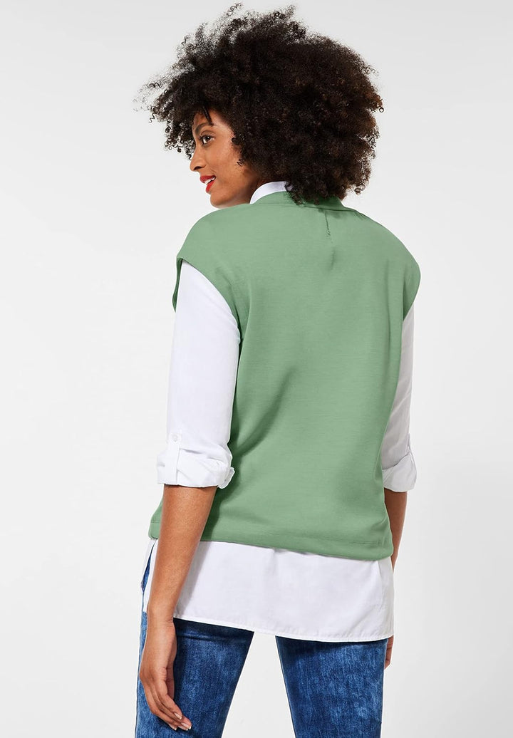 Street One Damen T-Shirt V-Ausschnitt 38 Washed Olive, 38 Washed Olive