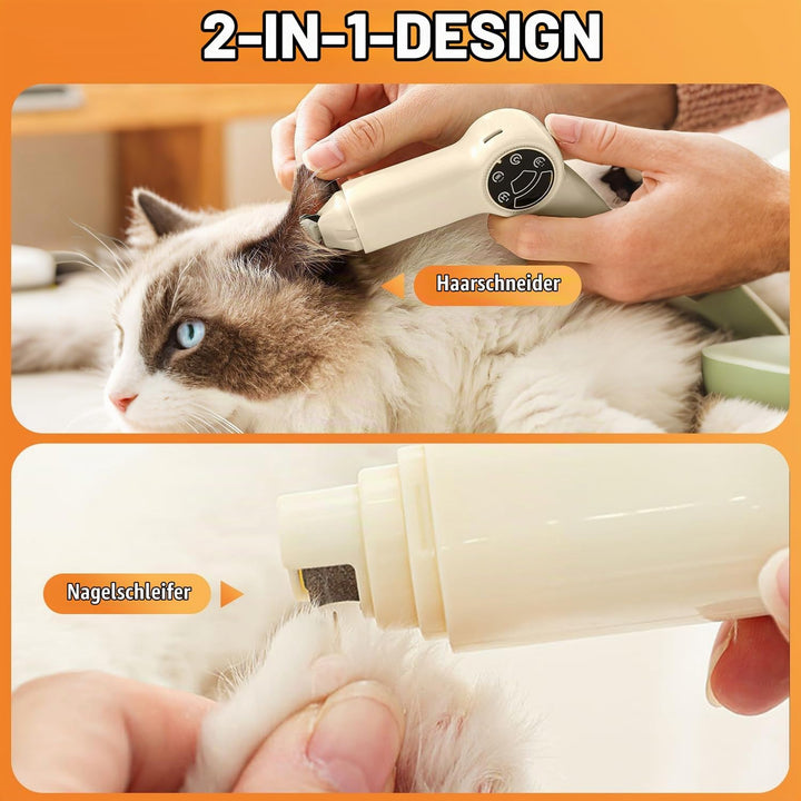 Hoofun Upgrade 2in1 Profi Pfotentrimmer: Nägel Feilen und Rasieren Trimmer mit Starker Motor &amp; Akku