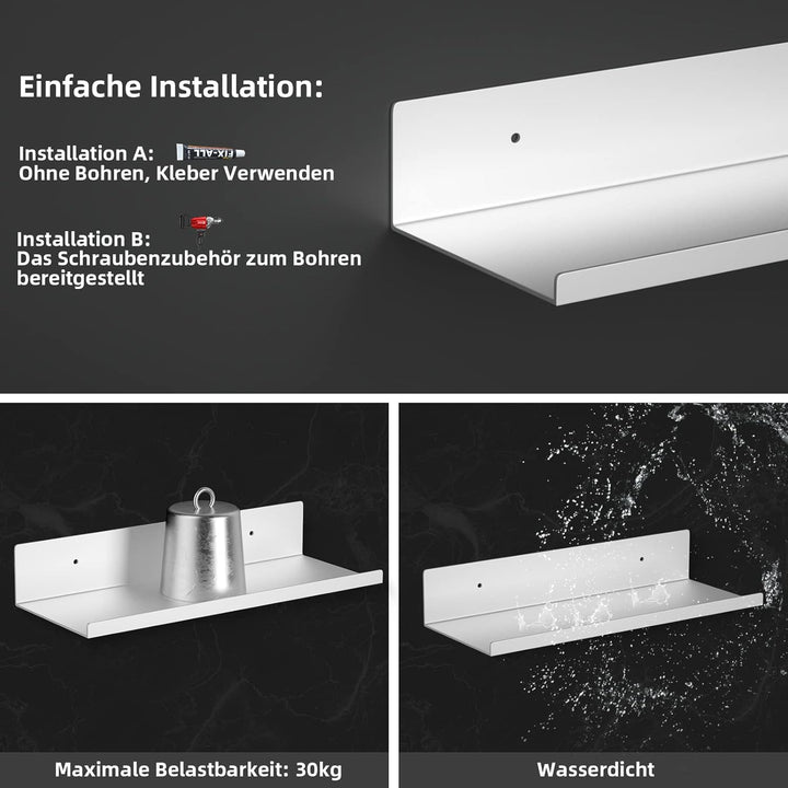 Duschablage Badezimmer Regal Ohne Bohren, 2er Set Badregal Duschkorb Ablagen Wandregal Duschregal Se