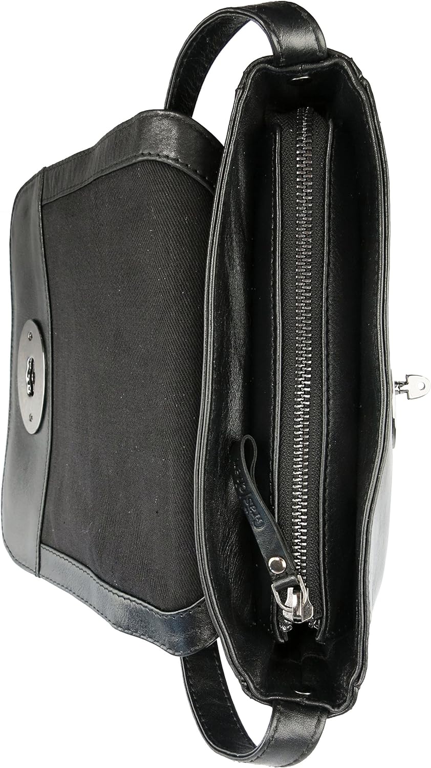Gräs|chen Fräulein Annika Umhängetasche Leder 25 cm Schwarz, Schwarz