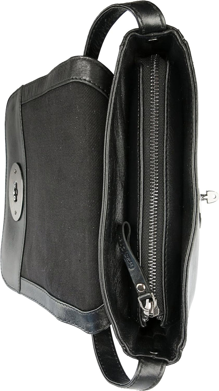 Gräs|chen Fräulein Annika Umhängetasche Leder 25 cm Schwarz, Schwarz