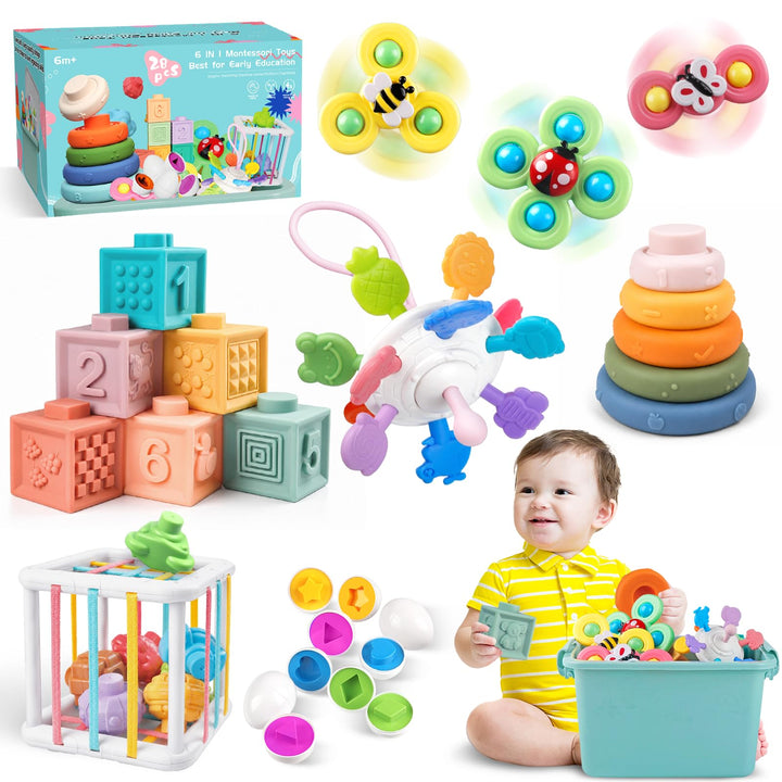 Baby Spielzeug für 6 bis 12 Monate, Montessori Spielzeug für Babys, Sensorisches Baby Spielzeug, 6 i