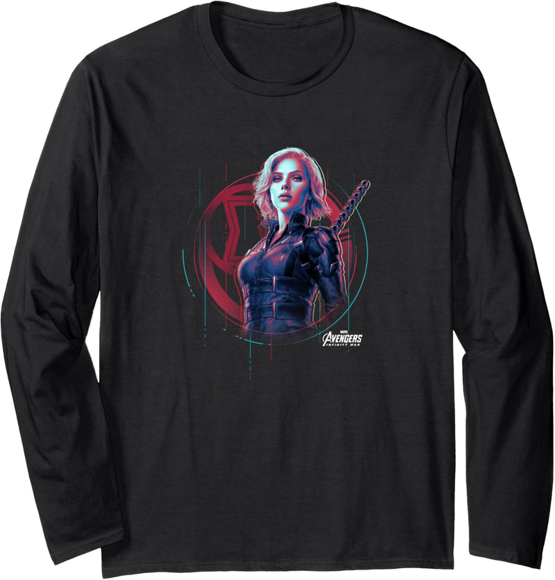 Marvel Avengers: Infinity War Black Widow Glitch Portrait Langarmshirt