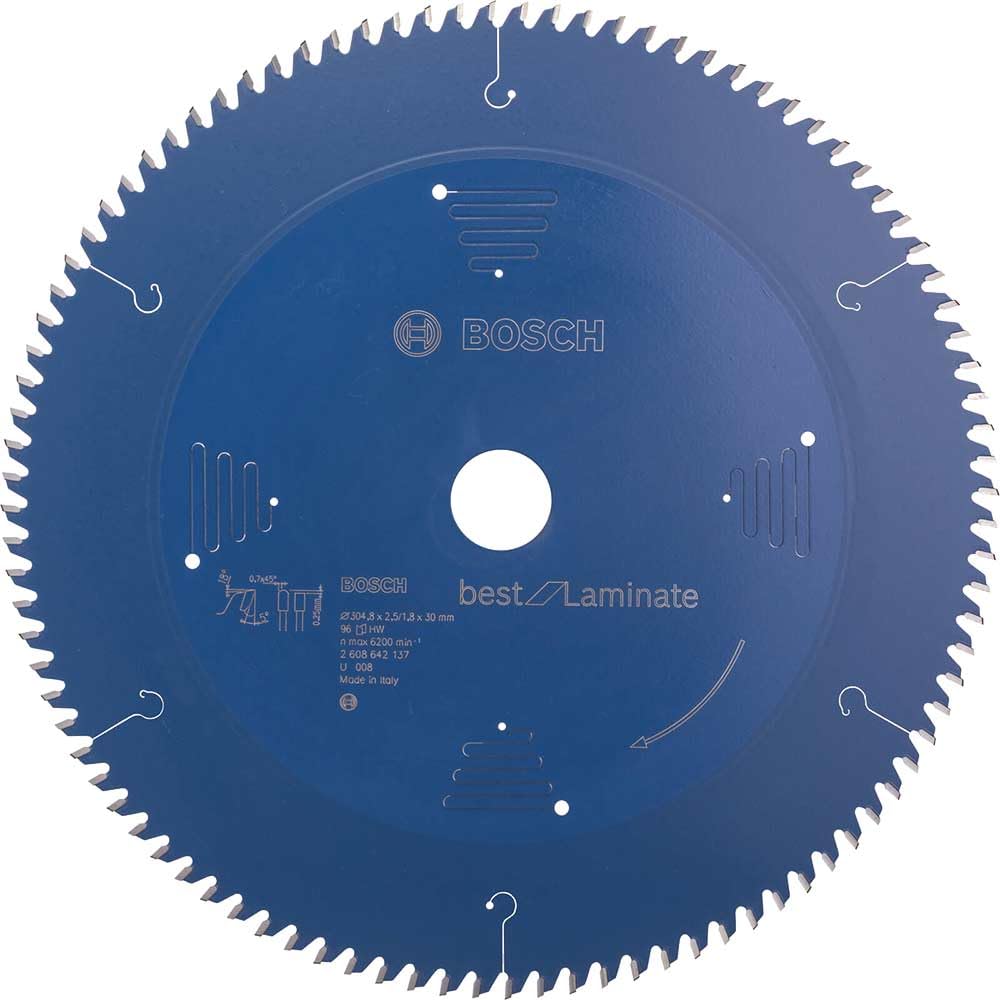 Bosch Professional 2608642137 Kreissägeblatt Best for Laminate 304.8 x 30 x 2.5/1.8 mm Z96TR-F