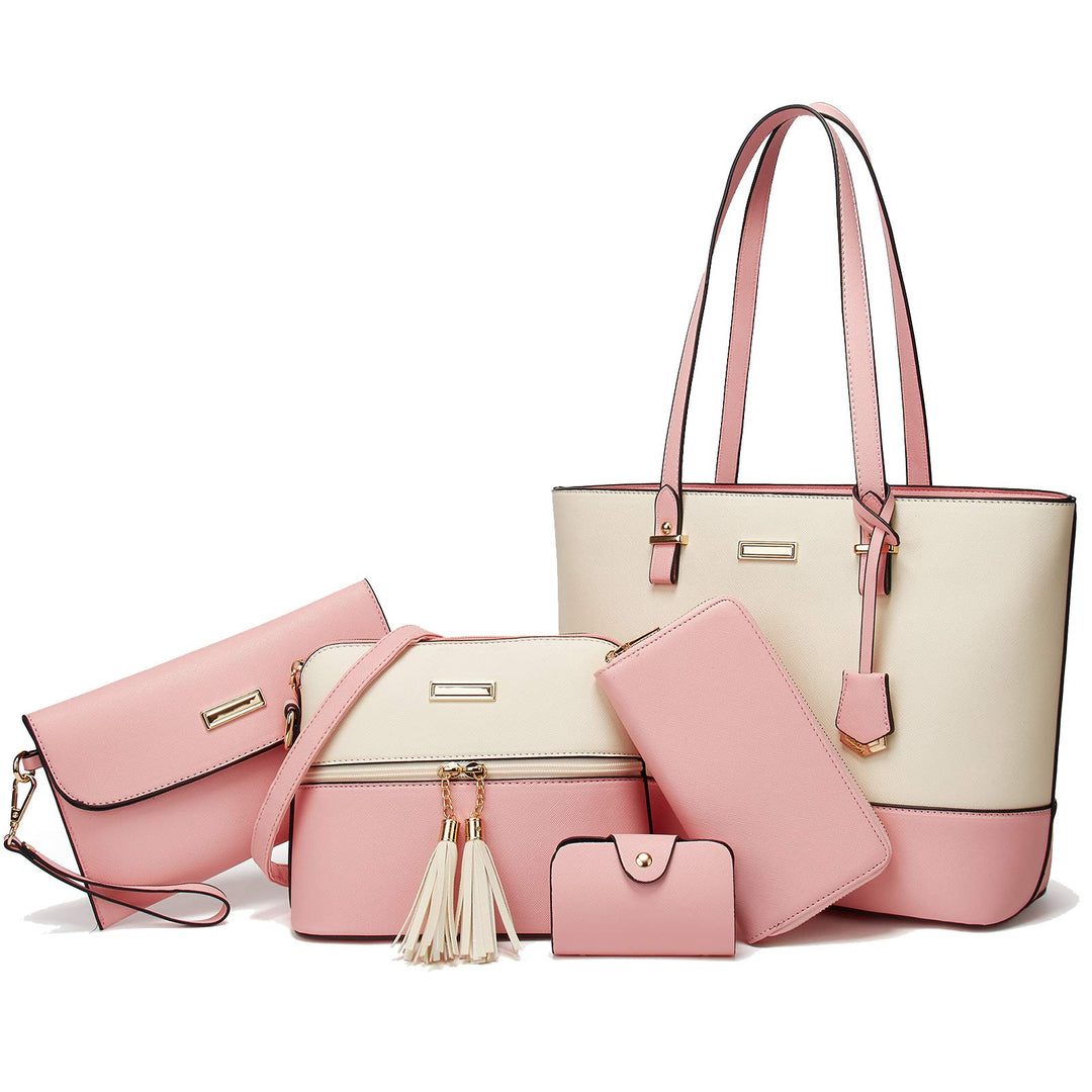 Handtasche Damen Gross Handtaschen Set Für Frauen Umhängetasche Taschen White&pinkss, White&pinkss