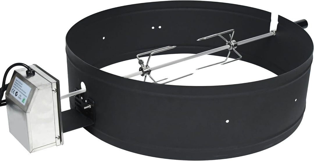 YUENFONG Drehspiess mit Motor Universal Grillspiess-Aufsatz Set für Kugelgrill, Grillspiess aus Edel