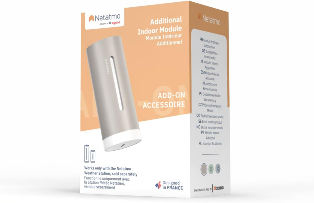 Netatmo Zusätzliches Smartes Innenmodul für Netatmo Wetterstation, Überwachung von Temperatur, Luftf