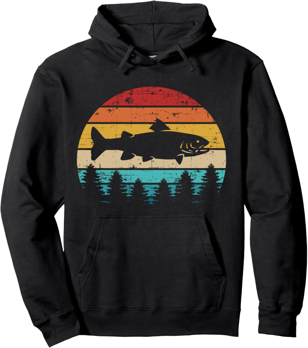 Forelle Angeln vintage retro Pullover Hoodie