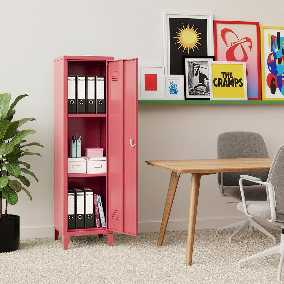 [en.casa] Einzelspind Kurikka Metallspind mit 2 Ablagen 137 x 38 x 38 cm abschliessbar Schliessfachs