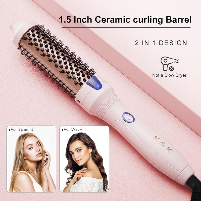 K&K Thermobürste Keratin Thermal Brush Protect Beheiztes Fass Heisse Haarbürste, Ionisch Glatt Schei