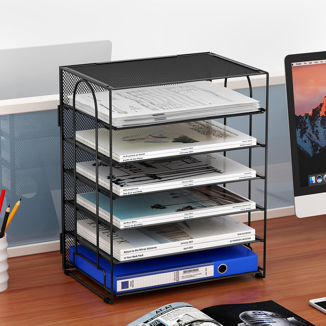 EasyPAG 6 Fächer A4 Metall Büro Schreibtisch Organizer Dokumentenhalter Aktenablage Zeitschriftenhal