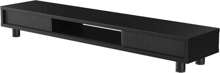 Fenge Dual Monitorständer 108cm Grosser Bildschirmständer mit 2 Glas-Schiebetür Höhenverstellbarer M