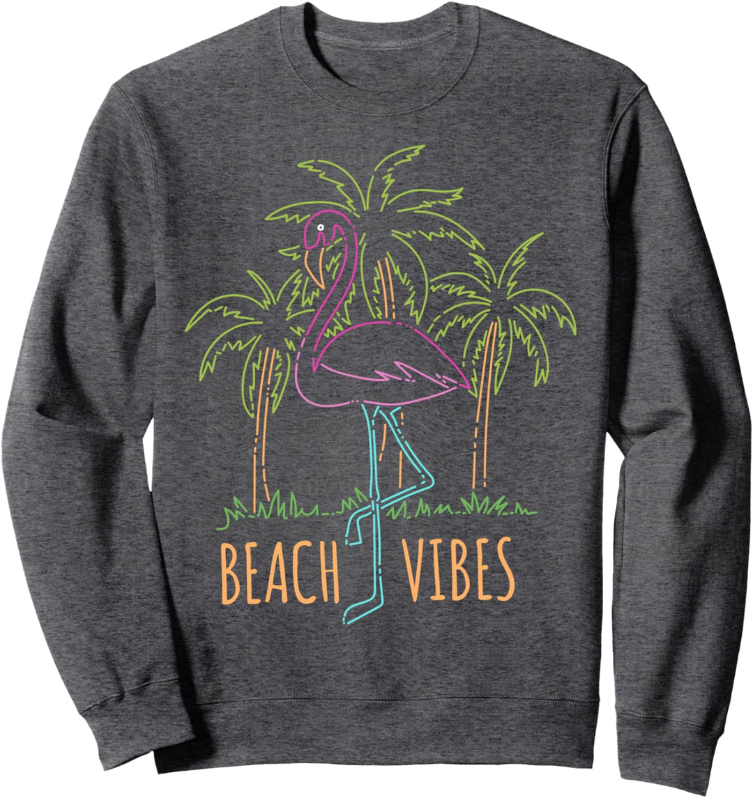 Beach Vibes Flamingo And Palm Trees Sketch Sweatshirt