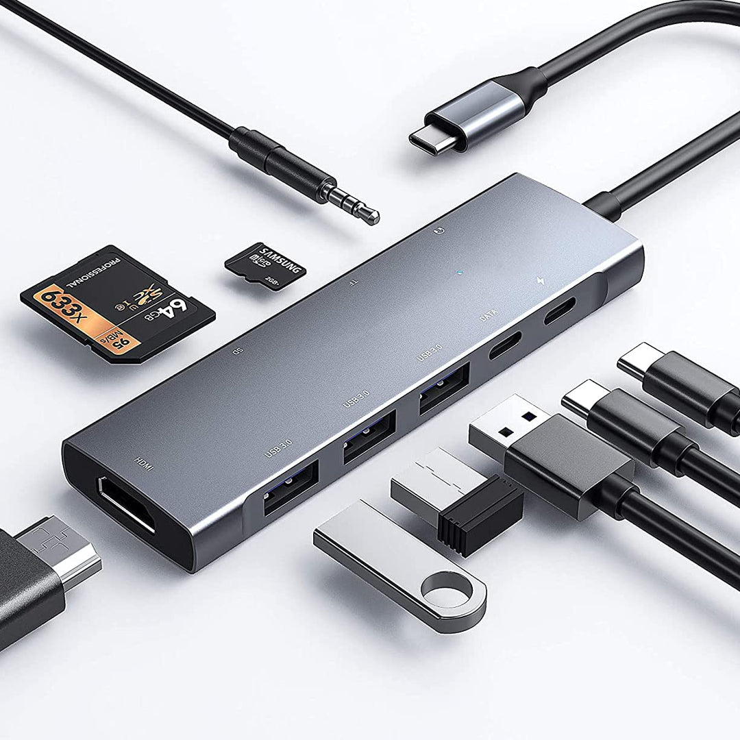 USB C Hub Adapter für iPad Pro MacBook Pro Air M1 M2 2022-2018, 9in1 USB C hub mit 4K HDMI,3.5mm Jac