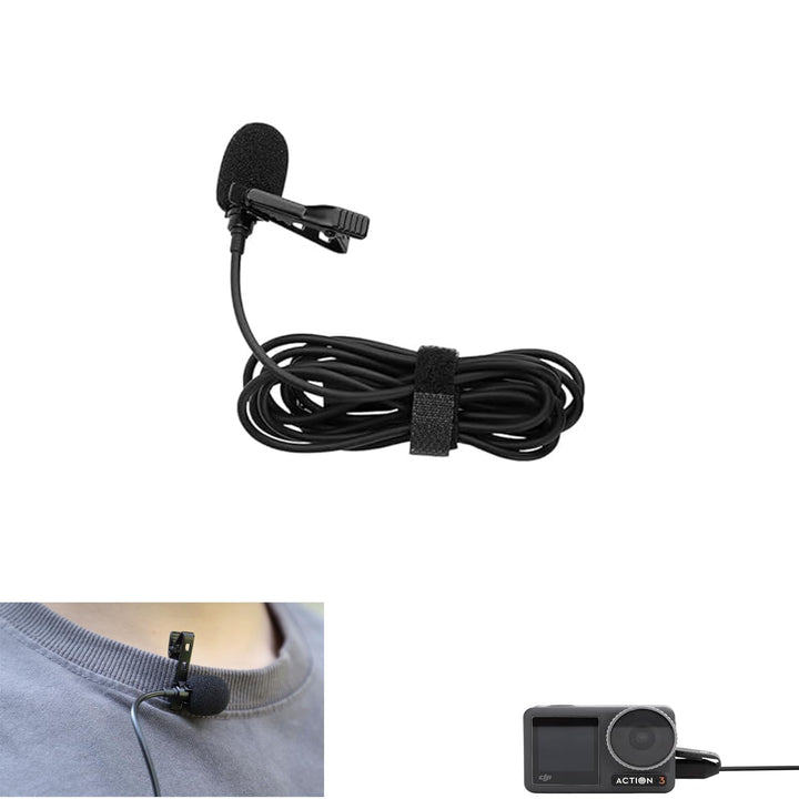 Lavalier-Mikrofon für Insta360 X5/Go Ultra für DJI Osmo 360/Pocket 3/Action 5 Pro/4/3/2 Kondensator,