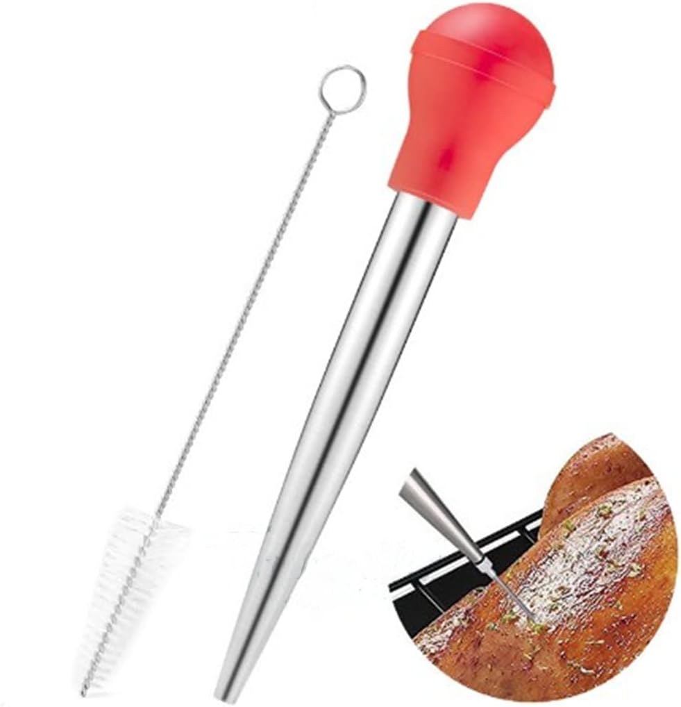 TOPINCN Bratenspritze aus Edelstahl, Marinadenwerkzeug, Aroma, Gewürzeinspritzer, hitzebeständig