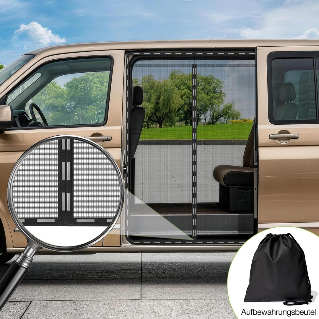 Moskitonetz Magnetisch für VW T5 T6 Schiebetür,Auto-Insektennetz & Fliegengitter mit Schattennetz, C