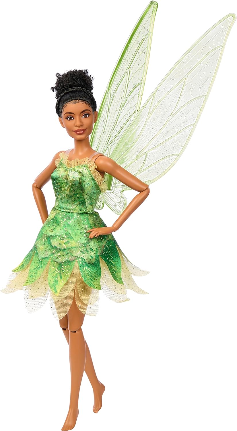 DISNEY Peter Pan & Wendy Tinker Bell Feenpuppe mit beweglichen Flügeln und grünem Kleid, inspiriert