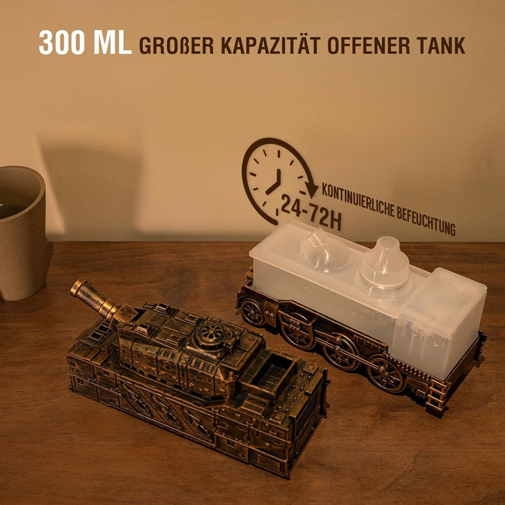 Aroma Diffusor für Ätherische Öle - Tank Diffuser mit Kanonen Styling, Farbigen LED Flammeneffekt, F