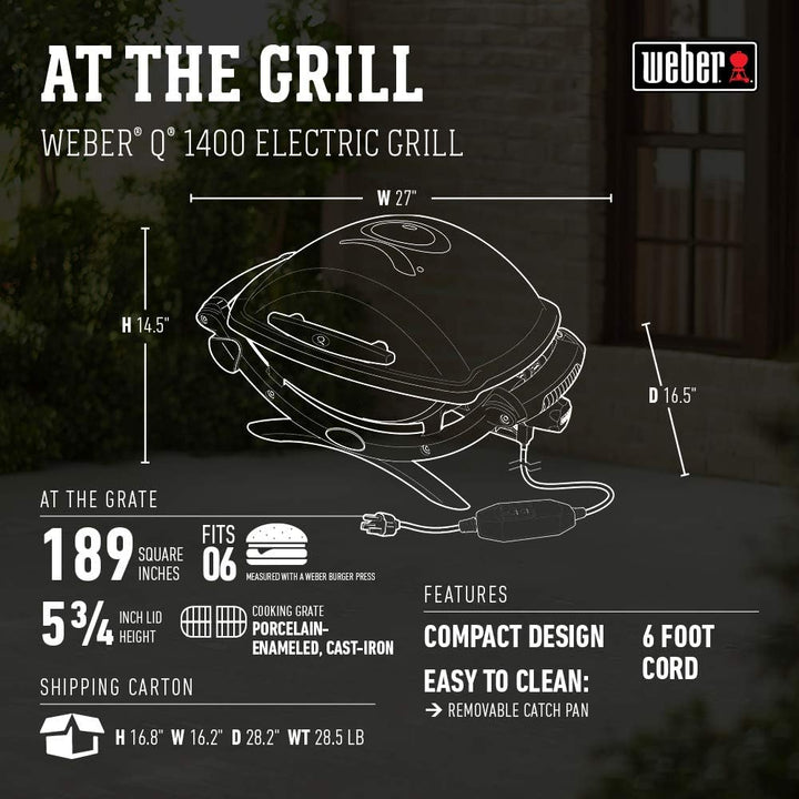 Weber 52020001 Q1400 Electric Grill, Gray