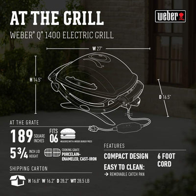 Weber 52020001 Q1400 Electric Grill, Gray