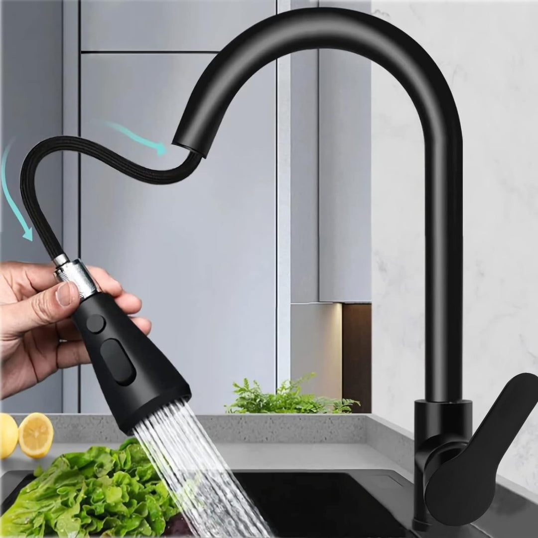 Ausziehbar 360° küchenarmatur Drehbar mit Drei Wasserstrahlarten,Mischbatterie küche ausziehbar wass