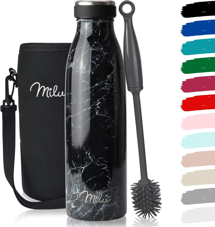 Milu Edelstahl Trinkflasche 350ml 500ml 750ml 1L 1,5L Thermosflasche, Isolierte Wasserflasche, Ausla